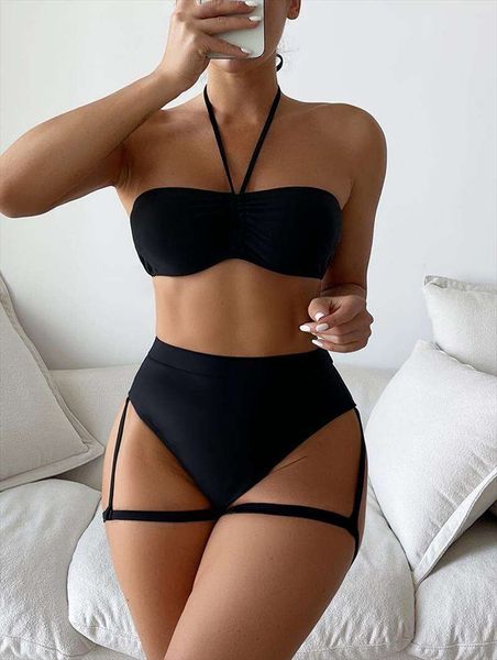 

split transparent mesh group swimsuit womens multi color tube top, White;black