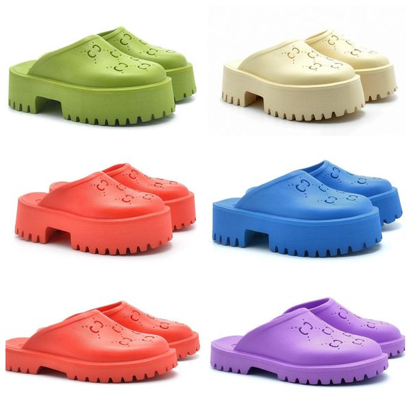 

sandal mules ladies g sandals slippers hollow slipper platform mesh hole shoes non-slip double designer jelly colors heel summer sandal autu, Black
