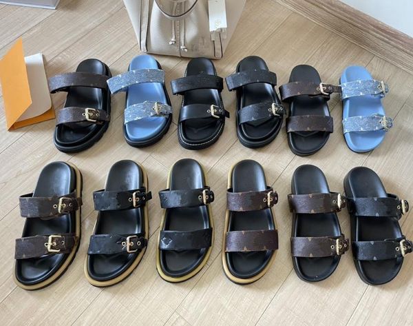 

new men's and women's flip-flops slippers and sandals designed with buckles and a strap casual holiday lazy flip-flops sandals 35-, Black