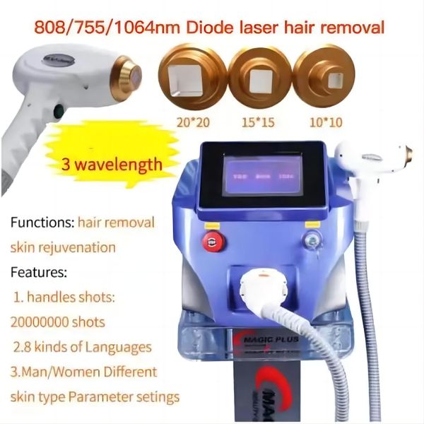 

laser machine laser hair removal portable 3 spot sizes 808 755 1064 diode laser beauty equipment painless, Black