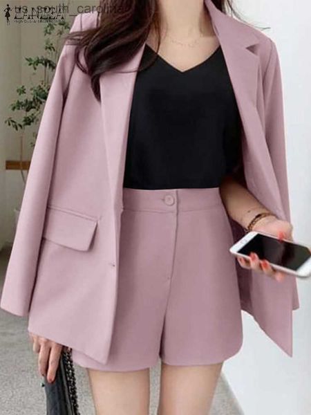 

zanzea 2pcs lapel long sleeve solid blazer shorts pant 2023 work ol matching sets spring fashion suit elegant vintage tracksuit l230522, White;black