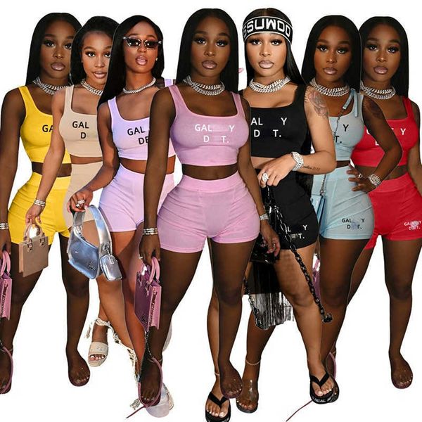 

galleryse luxury brand tracksuit fashion letter vest shorts set designer ess bikini summer tight quick drying yoga pants, Gray