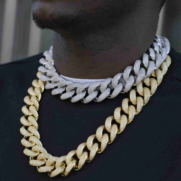 

classic 25mm big chain necklace hip hop iced fully moissanite diamond 925 silver jewelry necklace cuban link chain
