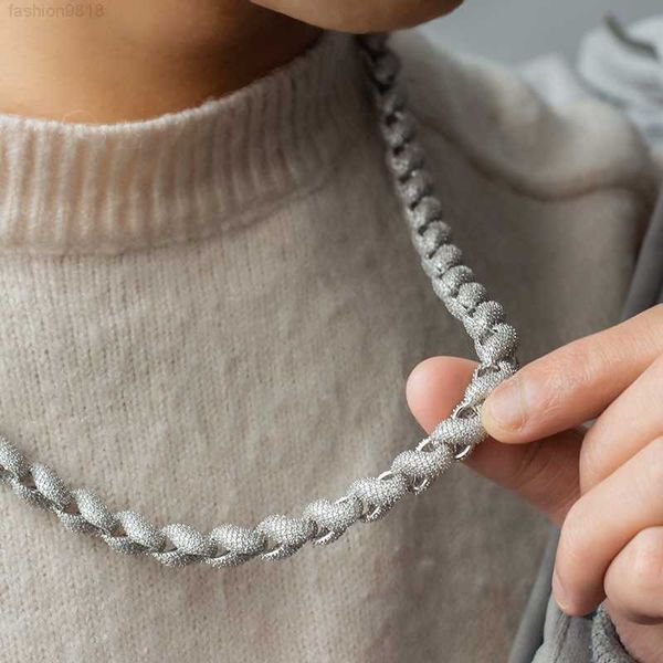 

9mm width mens custom iced out jewelry hip hop bust down moissanite rope chain link necklace, Silver