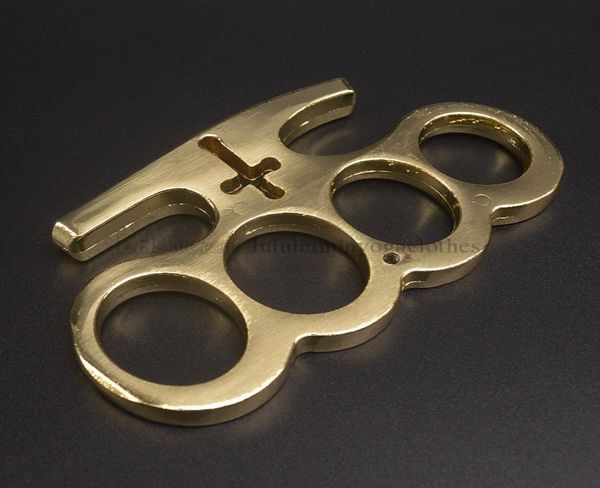 

cross head round metal knuckle duster four finger tiger fist defensive ring defensive edc tool joint hand clasp golden silver4361297