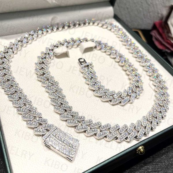 

gra hip hop custom chain 15mm 925 sterling silver iced out moissanite cuban link chain