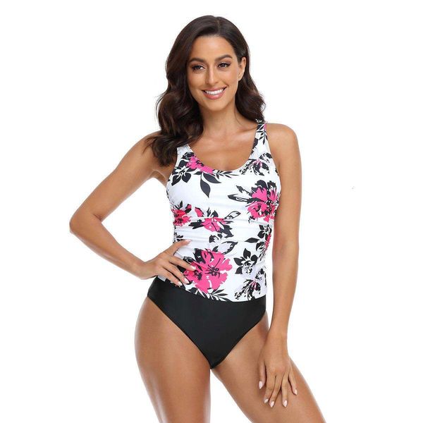

womens one piece triangle swimsuit print covering belly thin bikini, White;black