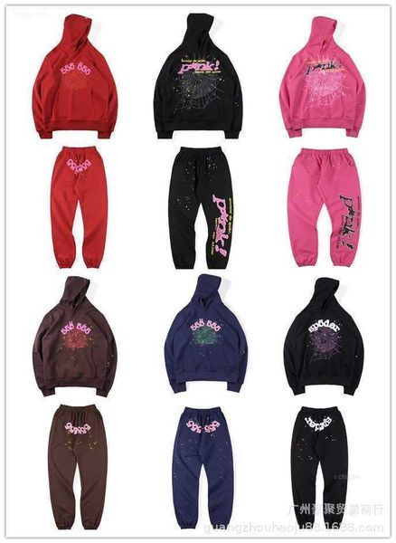 

men's hoodies sweatshirts digital foam print sp5der 555555 hoodie men women 1 young thug spider hooded cobweb pullovers, Black