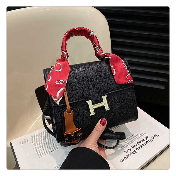 

silk scarf solid color handbag 2023 new light luxury and foreign style versatile crossbody bag small design crossbody bag