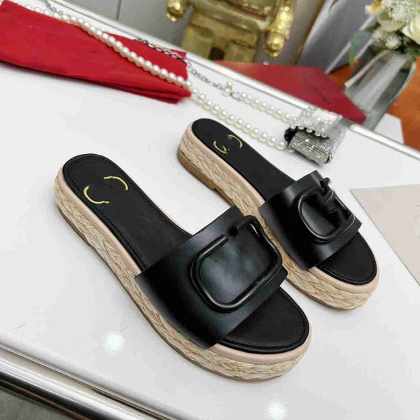 

fashion slippers brand valentinosity designers women platform sandals women slide luxury sandal woman leisure flip-flops ht02, Black