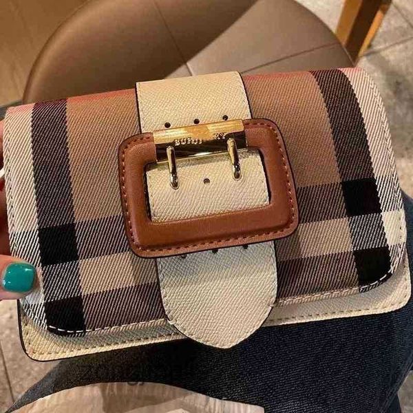 

bag burbreryes single diagonal lattice versatile casual small satchel underarm double belt canvas shoulder hojc