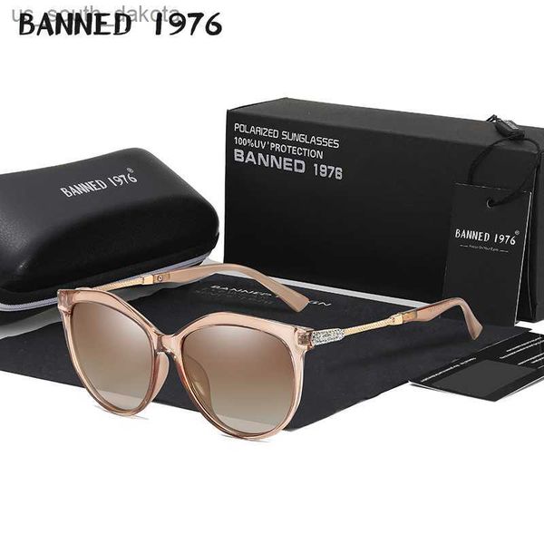 

2021 new luxury hd polarized women sunglasses fashion round ladies vintage brand design cat eye woman female sun glasses oculos l230523, White;black