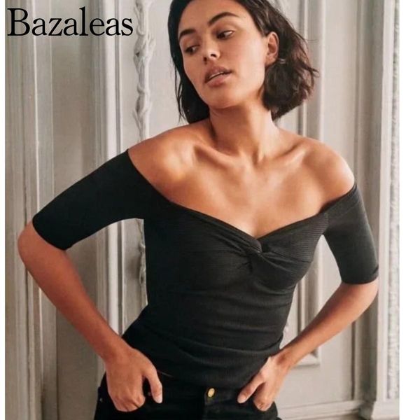 

t-shirt 2022 off shoulder tie bow front short sleeved summer cropped t shirt for women, White