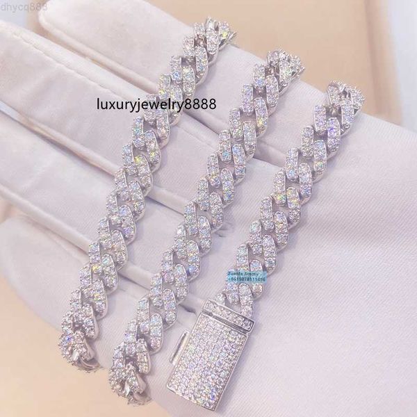

wholesale price 8mm width one row 925 sterling silver vvs moissanite diamond cuban link chain necklace