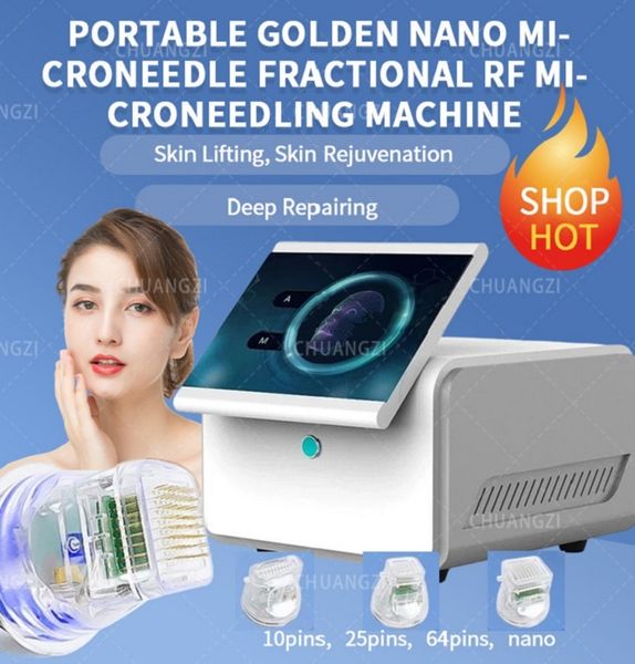 

2023 microneedle rf machine fractional 10/25/64 needle nanochip wrinkle acne scar stretch mark removal skin care tightening anti wrinkle the