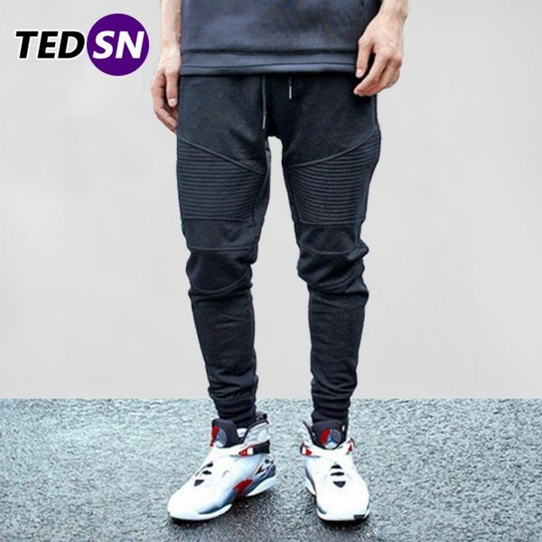 

pants hip hop joggers sweatpant pleated simple men pants black elastic waist trousers male cotton harem pants cozy casual streetwear