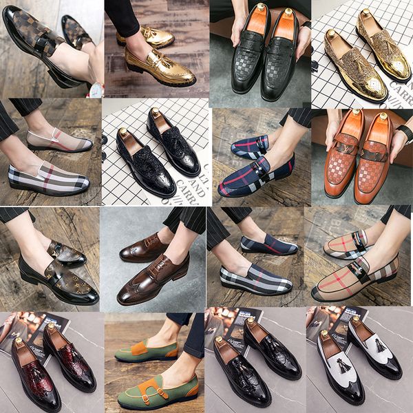 

brogue men shoes lightweight print pu leather loafers business shoes fashion dress shoes comfortable slip on spring autumn loafer round toe, Black