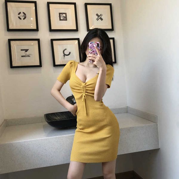 

dress knitted skirt for women's summer 2022 new korean version with waistband showing thin temperament drawstring tight buttock a-line, White;black