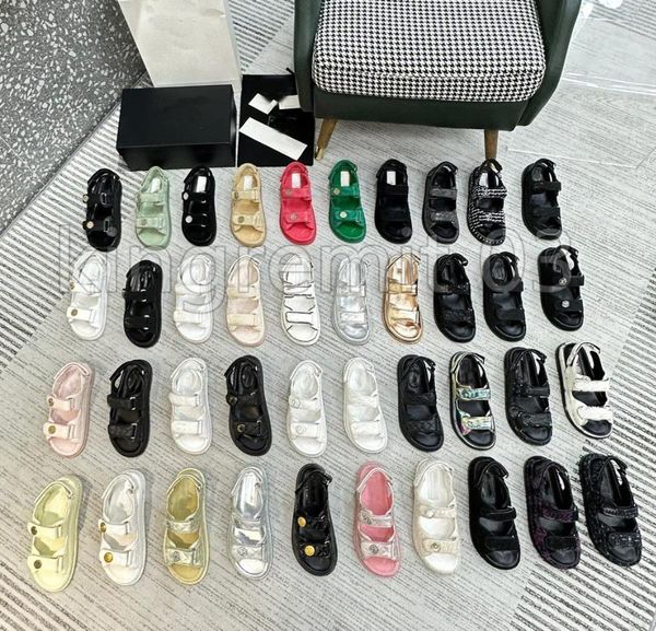 

designer sandals dad sandal crystal calf leather casual shoes printed black sandal stripes platform sandals women sandal summer beach