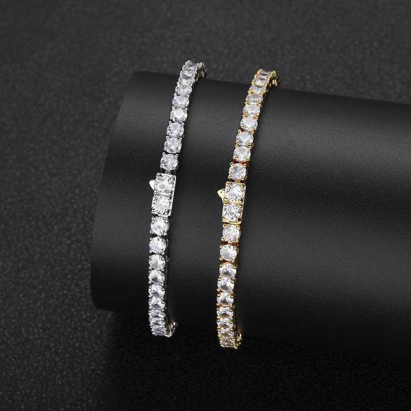 

wholesale custom 3mm 4mm 5mm tennis link chain cubic zirconia bracelets hip hop jewelry iced out bracelet, Silver