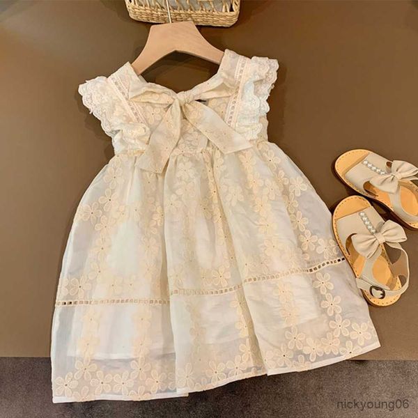 

girl's dresses fashion kids princess girls summer bow floral dress wedding birthday party vestidos baby clothes r230612, Red;yellow