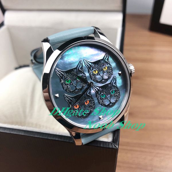 

men s fashion luxury women s cat head shell dial watch quartz battery 316l steel sapphire luminous waterproof watch fashion high end gift 38, Slivery;golden