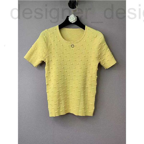 

women's t-shirt designer 2023 new fashion o-neck sweaters 4 colour knitted women short sleeve solid sweater casual pullovers axn6, White
