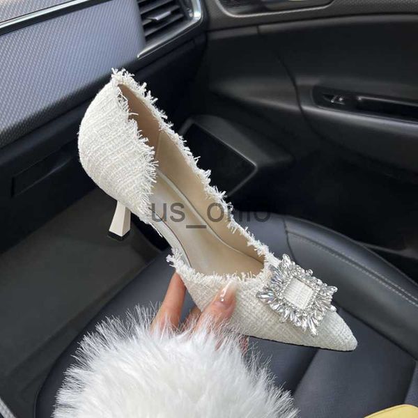 

sandals design rhinestones women pumps 2023 spring fashion pointed toe female shallow high heel elegant women's shoes j230612, Black