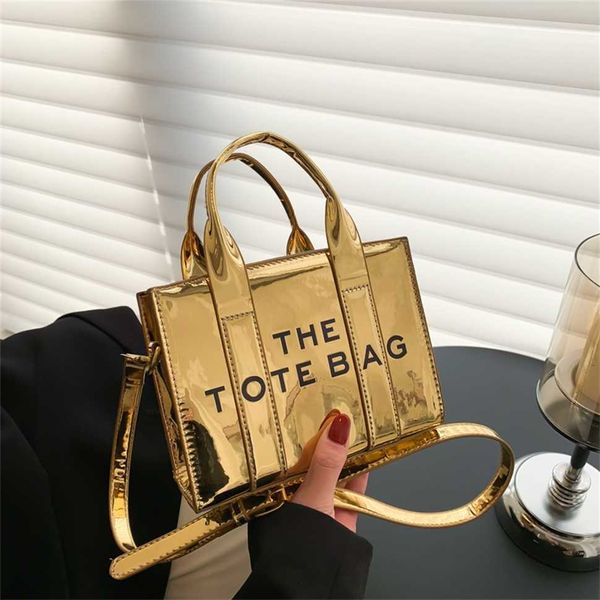 

2023 new bright leather simple tote commuter bag handheld letter one shoulder oblique straddle women's bag 70% outlet store online