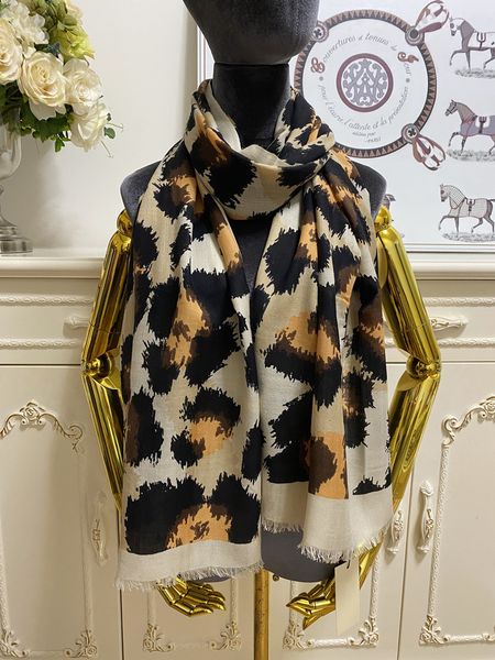 

women's long scarf scarves shawl lace cashmere material beige print leopard grain big size 190cm - 68cm, Blue;gray