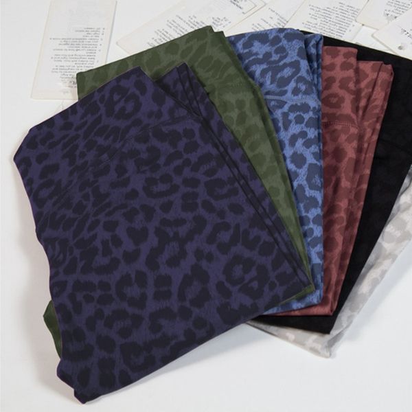 

lulus lemon lu-01 high waist yoga leggings leopard camouflage print fitness women sport pants tight gym athletic high-rise align buttery sof