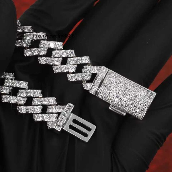 

2023 custom hip hop 925 sterling silver cuban necklace diamond jewelry fashion moissanite necklace 925 sterling silver chain