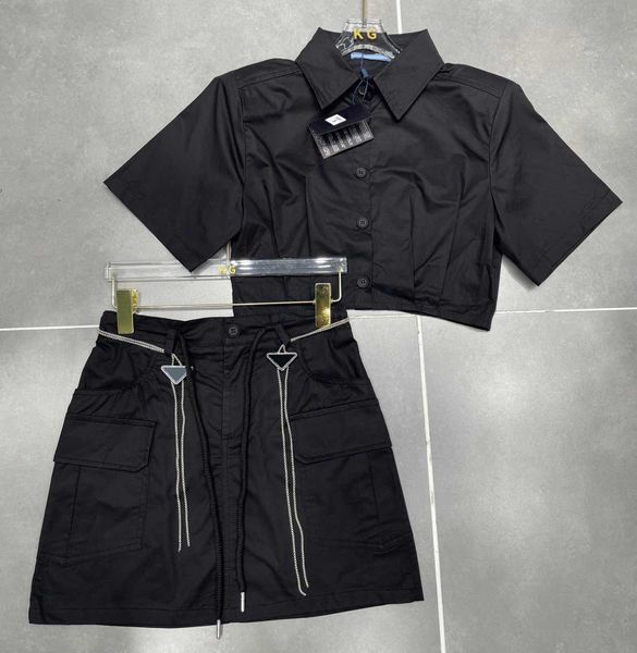 

Women's Two Piece Dress Designer Two Piece Sets Luxury Workwear Casual Set Top Shirt Shorts Fashion Matching Chain Decoration Tracksuit S, Black