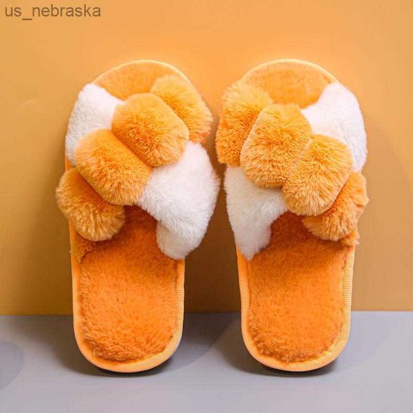 

slipper girl winter slippers for women shoes opentoed plush baby cotton cute furry nonslip warm kid bootsslipper l230518, Black;grey