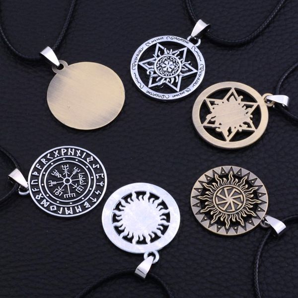 

viking runa odin mark compass pendant necklace male trendsetter accessories, Silver