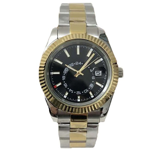 

watch skydweller automatic mechanical movement ceramic luminous sapphire sports montre luxe wristwatches for men stainless steel bright gold, Slivery;brown