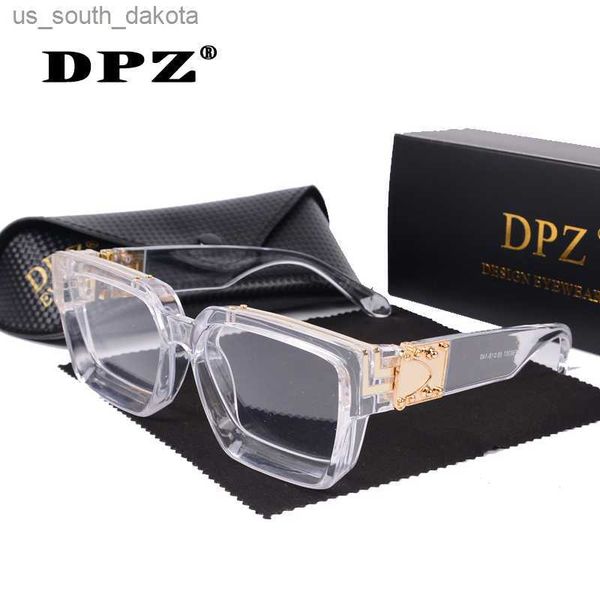 

2021 dpz oversized square sunglasses women luxury brand men sun glasses vintage designer uv400 retro eyewear with case l230523, White;black