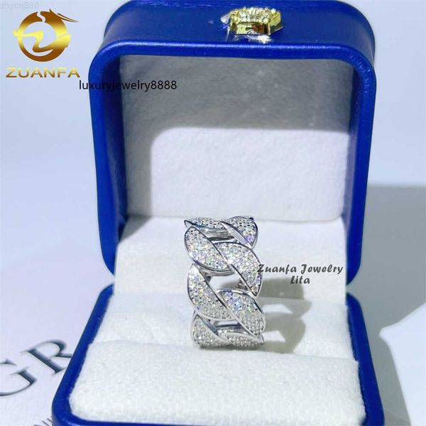 

luxury fine jewelry hip hop rapper iced out mens s925 silver cuban moissanite ring