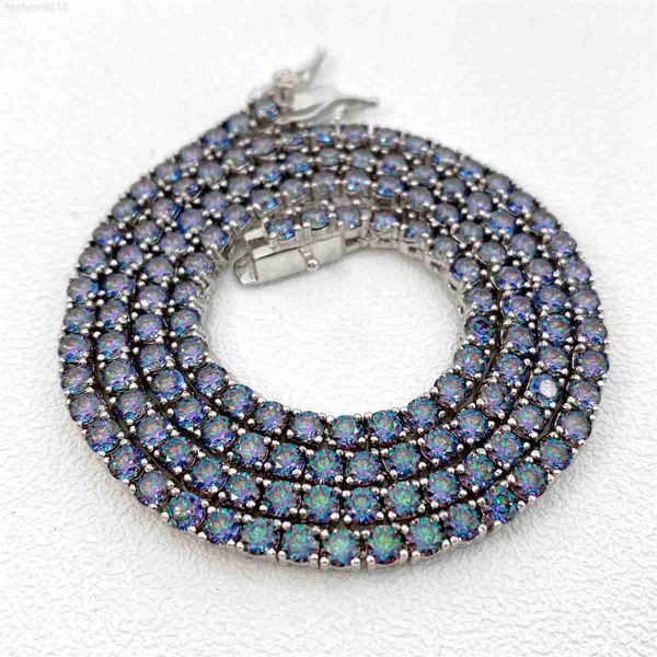 

summer color blue green moissanite tennis necklace s925 sterling silver blue moissanite tennis chain