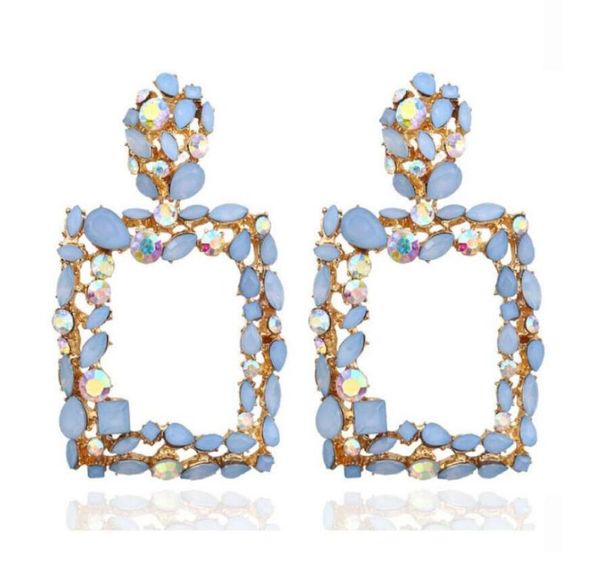 

geometric crystal stone rhinestone earrings fashion big colorful statement dangle earring daily wedding party jewerly 21637387245, Silver