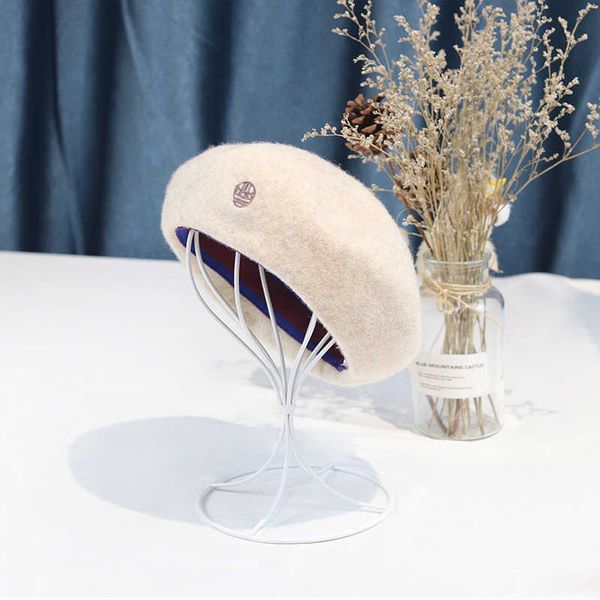 

berets wool beret ladies autumn new pearl net decoration fashion elegant wool hat g220612, Blue;gray