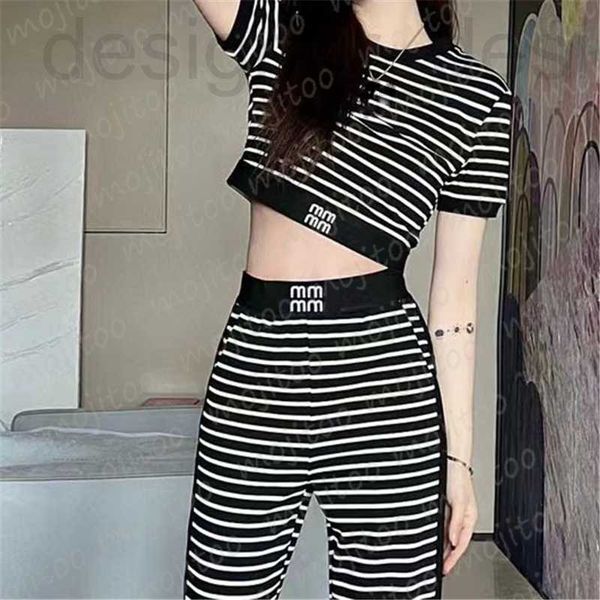 

women's plus size tracksuits designer women striped pants sports suits fashion letter webbing t shirts sweatpants casual clothing sets, Black