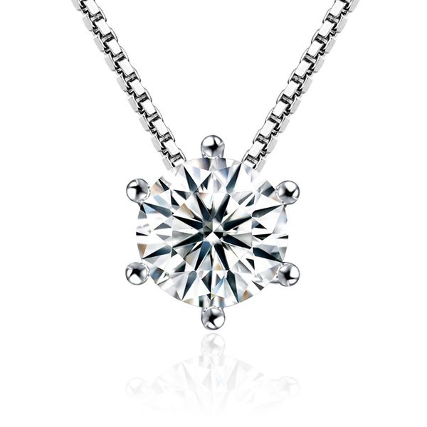 

925 sterling silver pendant necklaces with shining crystal wedding party designer jewelry 6 claw diamond charm elegant statement necklace