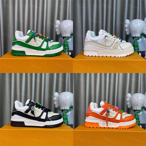 

designer casual shoes trainer maxi sneakers platform shoes vintage leather lace up sneaker men women sport trainers, Black