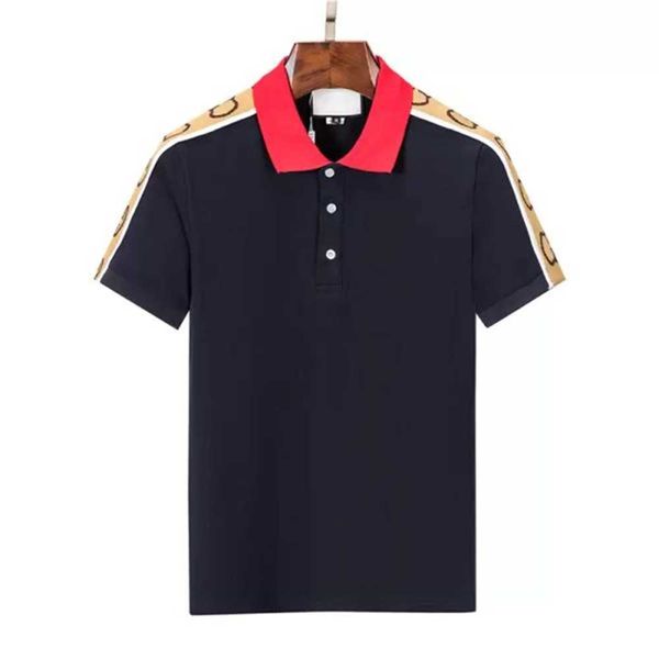 

designer men's t-shirt polo shirt brand new cotton embroidery wrinkle proof breathable lapel commercial fashion casual print high end s, White;black