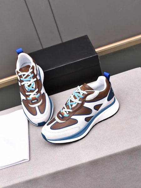 

designer men's shoes burst leather splicing casual shoes shock absorption wear sports must wear casual sports shoes, Black