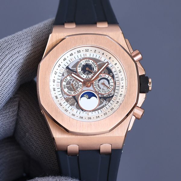 

watch mens watches automatic mechanical movement watches 42mm business wristwatches sapphire waterproof, Slivery;brown