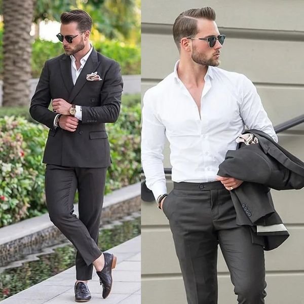 

new brand black groom tuxedos notched lapel mens wedding wear fashion man jacket blazer 2 piece jacket pants, Black;gray