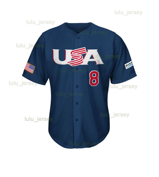 

custom baseball jersey usa shirts printed personalized name number uniforms for men women youth plus size, Blue;black