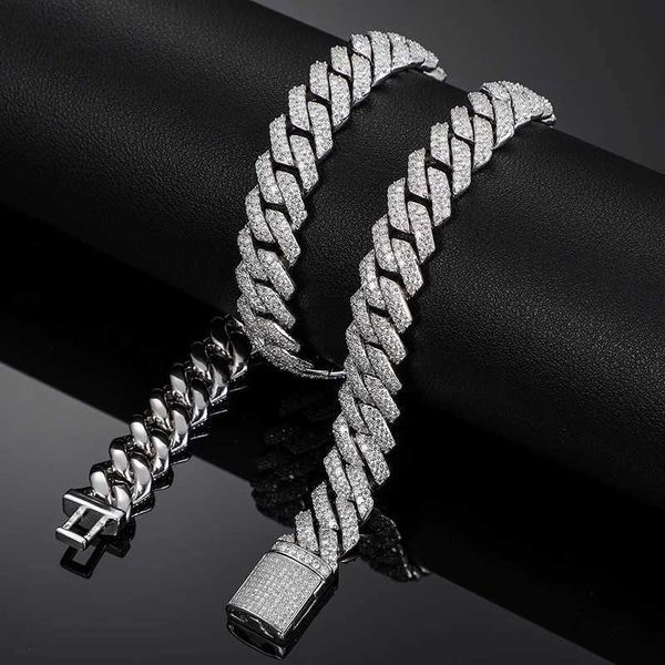 

necklace miami link bracelet 14k real yellow gold moissanite cuban liink chain, Silver
